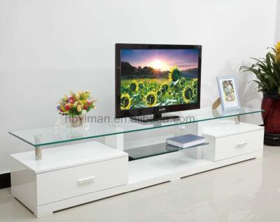 China (Size)Adjustable Hot Selling Chinese Wood Based High Gloss Tempered Glass TV Stand for sale