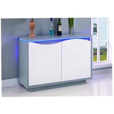 China Credenza Adjustable Contemporary Drawer Sideboards Dining Room Sideboard 3Door Italian Light Wood Gray Green High Gloss Led (Size) Long for sale