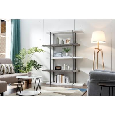 China Nordic Farmhouse Gray Bookcase Bookshelves Library Home Low Corner Modular White Wooden Shelf Modern Wall Designs Modern for sale