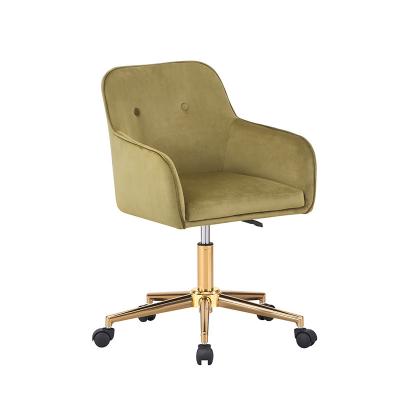 China (Size)2021New Design Office Furniture Velvet Swivel Office Chair Gold Chrome Metal Legs Lounge Chair Adjustable Meeting Chair for sale