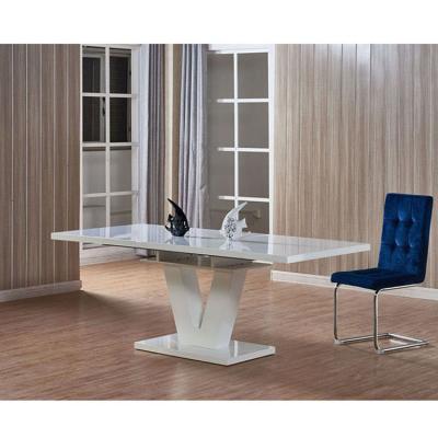 China Modern Dining Table Furniture Kitchen Leg Mable Luxury Dining And Reflective Save Space Small Set Stainless 3D Printing Legs Metal for sale