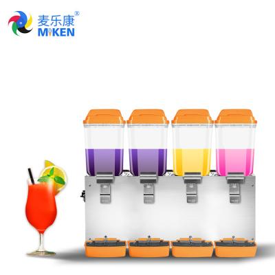 China Commercial  4 Tanks Ice Juice Dispenser Machine Tableware Type Stainless Steel +PC Material for sale