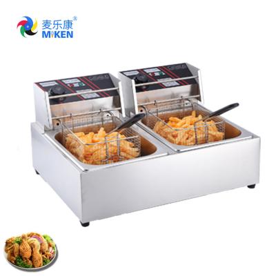 China Two Baskets Electric Deep Fryer Machine Stainless Steel Heating Tube Core Components for sale