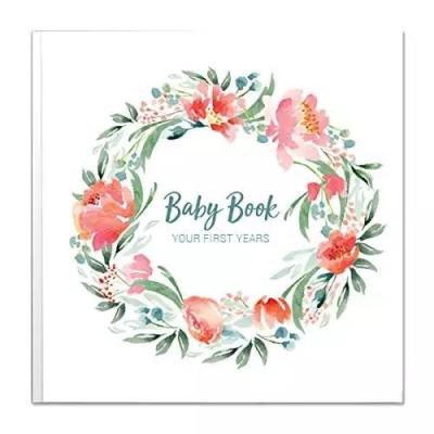 China Custom Gift Baby Album Memory Book Baby Milestone Book For Girls Milestone Keepsake First Year Baby Girl Book for sale