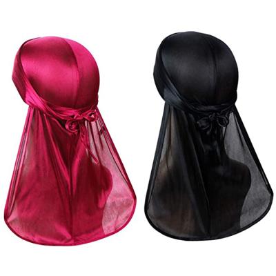 China High Quality Unisex New Fashion Multifunctional Satin Hiphop Bandana Headwear Designer Silky Thick Long Tail Pirate Silky Durag Hat for sale