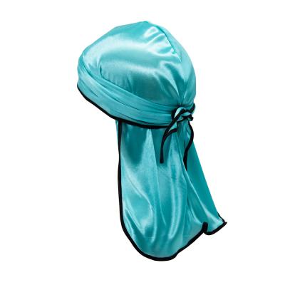 China Multifunctional Women Unisex Headwear Headwear Biker Wigs Hat Turban Durag Silk Hair Accessories Tail Long Bandanas Silky Durags Straps for sale