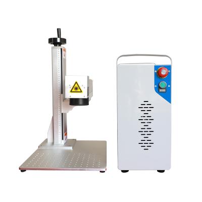 China Mini 20w Raycus Fiber Laser Air-cooled Open Model Marking Machine with Laptop Surface Metal Plate Marking for sale