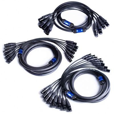 China Flexible and Low Noise Professional DDP RTS 3M 4/6/8 Channel Male to Female Multicore XLR to XLR Snake Audio Cable for sale