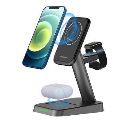 China Magnetic Fast Wireless Charger 15W Qi Wireless Smart Watch Stand For iPhone 13 12 11 Watch Dock Wireless Charging Station For Airpods For iWatch for sale