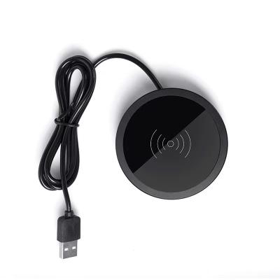 China With LED Light Metal Desk Device Qi Fast Wireless Charger 15W 10W 7.5W 5W Furniture Recessed Fast Qi Wireless Charger For iPhone for sale