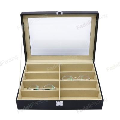 China Leather Glass Storage Box Custom 8 Slots Glass Packaging Boxes Display for sale