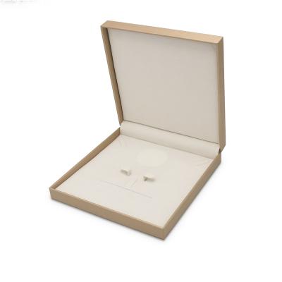 China Custom luxury gold square leather logo PU jewelry box necklace box necklace box for sale