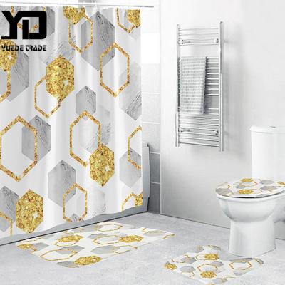 China Good Viable China Factory Price Large Polyester Fiber 3D Printing Bath Curtain For Sale for sale