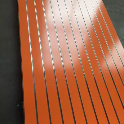 China MDF Moisture Proof Slotted Slat Wall Panel Grooved MDF Board On Supermarket Shelf for sale