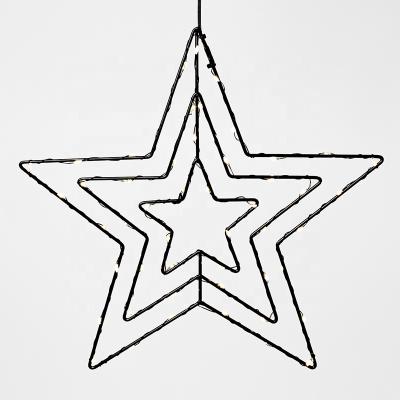 China 2d aluminum alloy iron frame decoration wedding garden 3aa battery lit star shield pattern light for sale