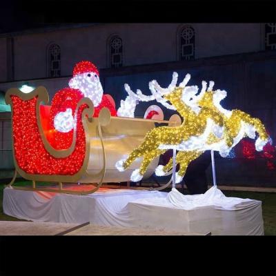 China 3D Pattern Light Customized 3D Outdoor Running Reindeer Christmas Deer Carriage Animal Carriage Pattern Lights for sale