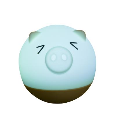 China Color Changing Multiple Colors Rotating Animal Pig Silicone Baby LED Night Lights for sale