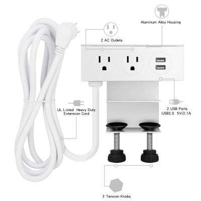 China BAYU Sockets Residential / General Purpose White / Black Desktop Office Power Strip 2 Standing USB Ports And Power Outlet for sale