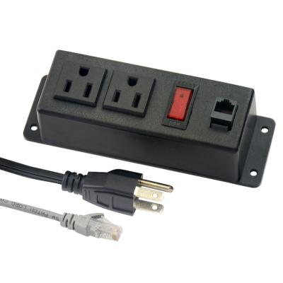 China 2 Residential / General Purpose Outlets with Switch and Internet Port Power Outlet in Standard US Power Strip Furniture for sale