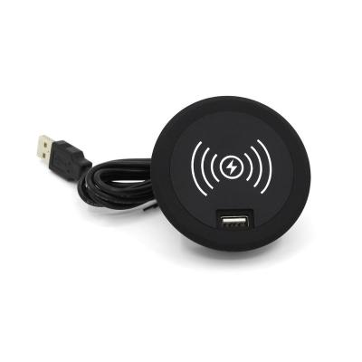 China US/UK/EU Standard Residential/All-Purpose Round Table Wireless Charger Concealed Mounted For Furniture for sale