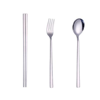 China Viable Korean Stainless Steel Cutlery Spoon Fork And Chopsticks Silverware Set for sale