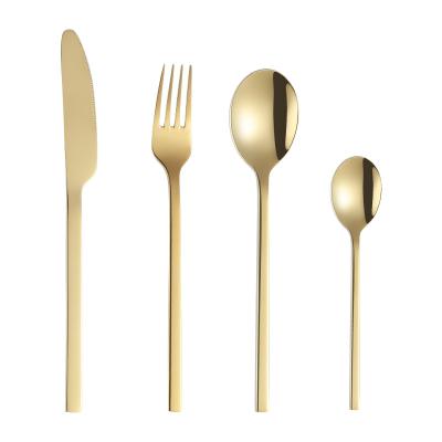 China Viable Cutlery Sets Restaurant Flatware Set Spoon Fork and Knife Gold Stainless Steel Kitchen PVC Bag/Modern Handle Sets Gift Box for sale