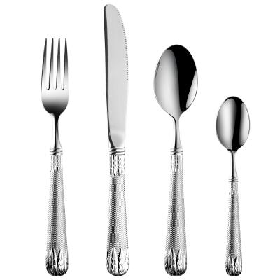 China Durable High End Metal Knife And Fork Clock Hands Cutlery Set 4pcs/set Black Gold Cutlery Set 18/10 Stainless Steel for sale