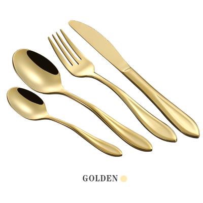 China Sustainable Restaurant Stainless Steel Luxury Plated Cutlery Set Knife Fork Spoon Quality Reusable Flatware Set for sale