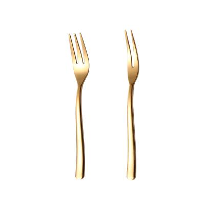 China Durable Exquisite Reusable Stainless Steel Fork For Fruit Dessert Cake Metal Fork Cutlery Durable Fork for sale