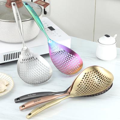 China Viable Socket Pear Shaped Colander Stainless Steel Colander Family Accessories Kitchen Handle Steel Colander for sale