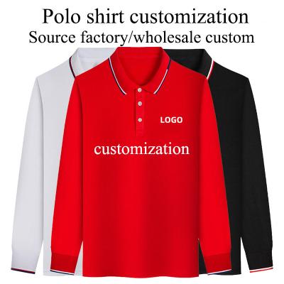 China Custom 100% Cotton Lapel Long Sleeve Polo Men's and Women's T-shirt Blank Workwear Team Embroidered Advertising Shirt Printed Logo for sale