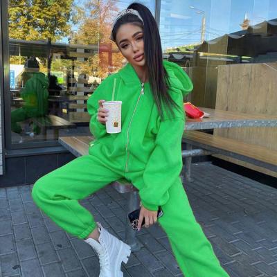 China Breathable Ladies Tracksuit Sweatsuit Zip Up Sweatshirts Hoodie Sweatpants Two Pieces Sets Sweatsuits Women Plus Size Sport Workout Wear for sale