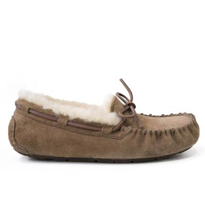 China New Fashionable Hot Selling Custom Made Genuine Leather Slippers Lightweight Wool Moccasins Fur PORK NUBUK Moccasins For Women for sale