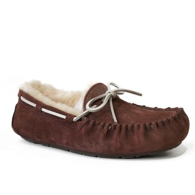 China New Fashionable Hot Selling Custom Made Genuine Leather Slippers Lightweight Wool Moccasins Fur PORK NUBUK Moccasins For Women for sale