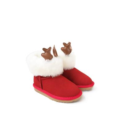 China Wholesale Cute Fashion Christmas Fashion Little Antler Breathable Red Color Upper Design Kids Snow Fur Boots Children Shoes Boots for sale