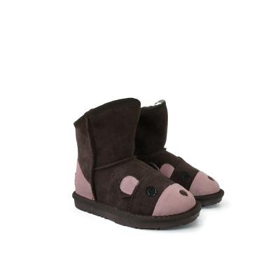 China Breathable In The Running Top Design Wholesale Cute Kids Bear Snow Boots 100% Wool Winter Kids Fur Boots Shoes for sale