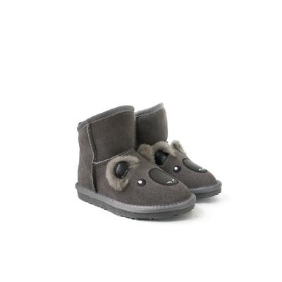 China Bear Koala Winter Kids Simplicity Breathable Non-slip Outdoor Snow Booties Cute Top Warm Gray Boots Custom/Running Shoes For Kids for sale