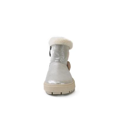 China OEM Lightweight Custom Hot Sale Kids Snow Boots 2022 Plush Solid Color Kids Boys Girls Warm Winter Bow Ankle Boots for sale