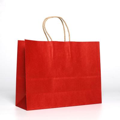 China Good Prices Red Customizable Degradable Kraft Paper Recyclable Tote Bag From China Manufacturer for sale