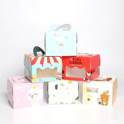 China Factory direct supplier window belt recyclable transparent handle portable cake dessert box for sale