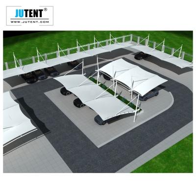 China Waterproof Woven Fabric Jutent PVC Coated Garage Motorcycle Tensile Fabric Structures for sale