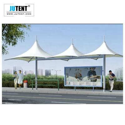 China Waterproof UV-Resistance Steel Frame Station Roof Canopy Tensile Membrane Flame Retardant Customized Canopy for sale