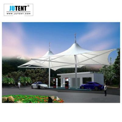 China Flame Retardant Jutent New Product Waterproof Tension Cloth Bus Stop UV-Resistance Parking Structures Anti-UV And Waterproof Parking Structures for sale