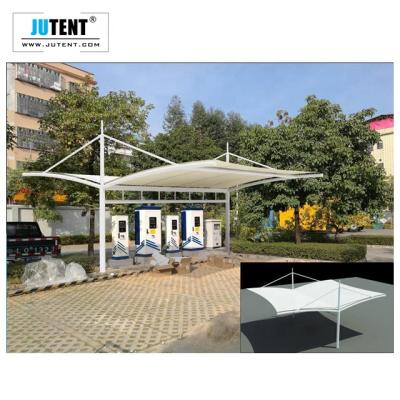 China Waterproof UV-Resistance Membrane Structure Canopy Fireproof Architectural Tension Steel Tent For Car Parking/Charing Station for sale