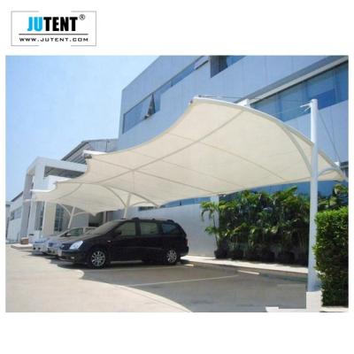 China Waterproof Flame Retardant Durable PVDF / PTFE Membrane Material Car Parking Roof Shed Design for sale