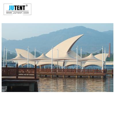 China Waterproof UV-Resistance Fabric Membrane Structure Umbrella Steel Structure Membrane Seaside Flame Retardant High Tensile Tension Tent for sale