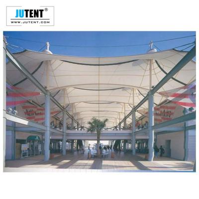 China Waterproof Flame Retardant Fabric Structure Tensile Porch Canopy Factory Price UV-Resistance UV-Resistance Commercial Cafe Roofing for sale