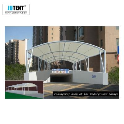 China UV-Resistance PVC Fabric Waterproof Fireproof Steel Frame Entrance Tensile Structure For Shed for sale