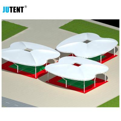 China Membrane Structure Umbrella Sun Shade Cloth Fabric Roof Tensile Steel Gazebo Waterproof Flame Retardant UV-Resistance Latest Design for sale