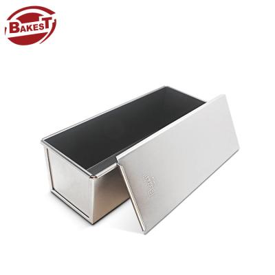 China Stocked Non Stick Rectangular Aluminum Plate Bread Bread Cake Pan Tin With Cover Toast Molds for sale